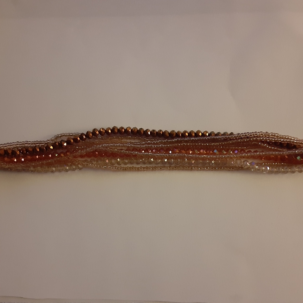 Crystal Like Multi Strand Bead Bracelet Magnetic Closure - Picture 2 of 5